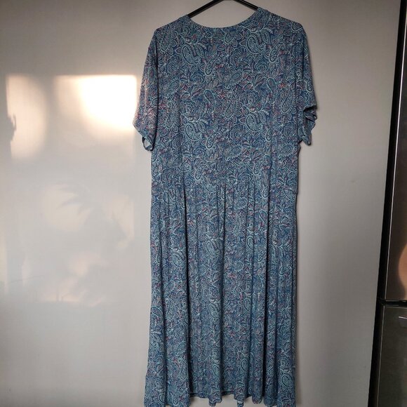 L.L.Bean Summer Knit Dress, Short-Sleeve Print, Size 3x - Picture 2 of 6